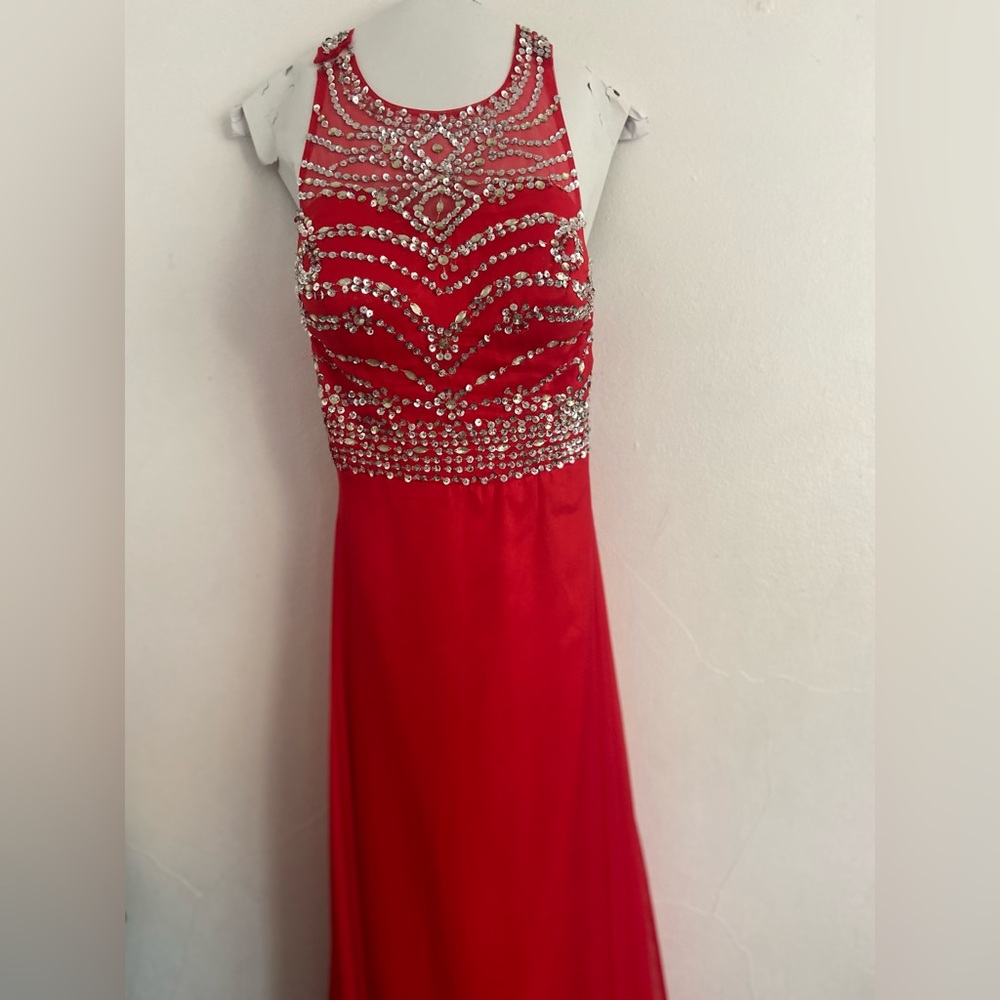 practically new, one use only, red prom dress